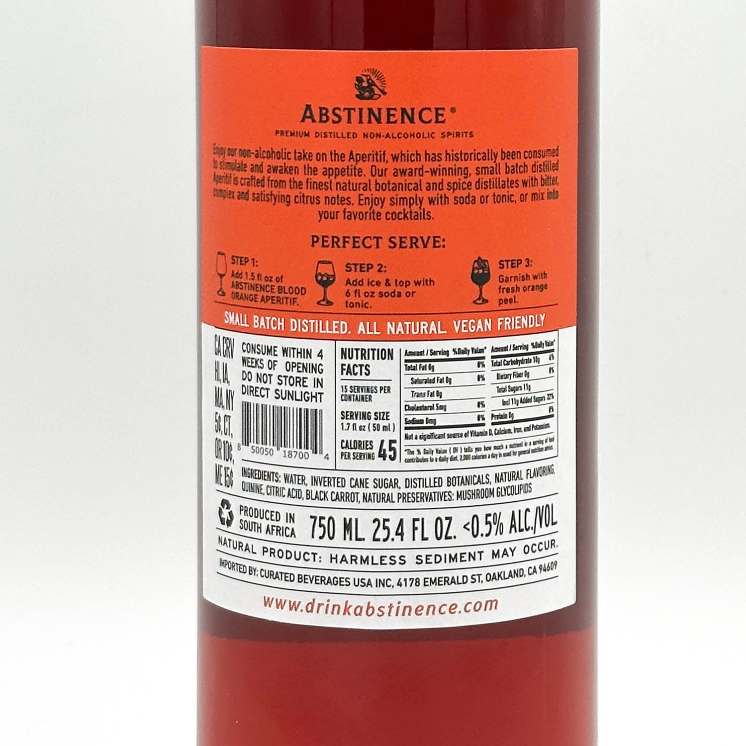 Abstinence Blood Orange Bittersweet Aperitif – Prizefighter Bottle