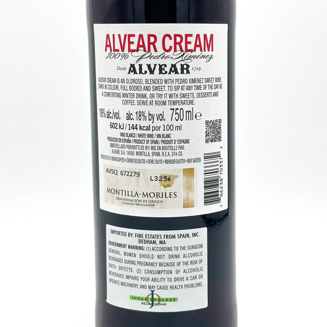 Alvear Cream wine bottle label on a white background