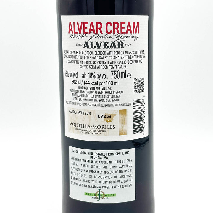 Alvear Cream wine bottle label on a white background