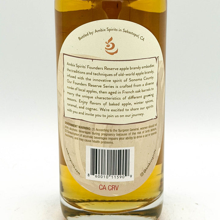 Bottle of Ambix Spirits with a label on a white background