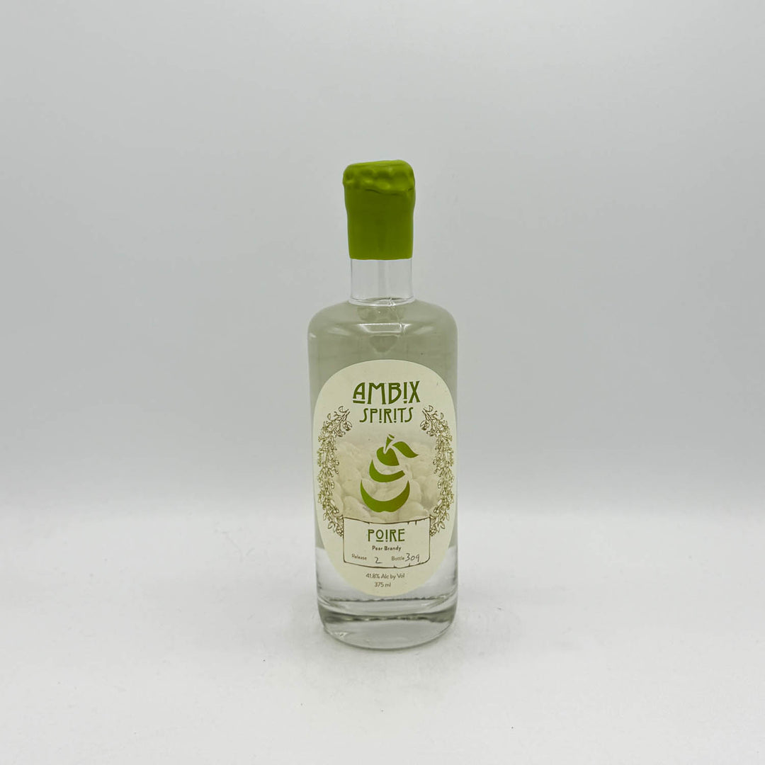 Bottle of Ambix Spirits Poire on a white background