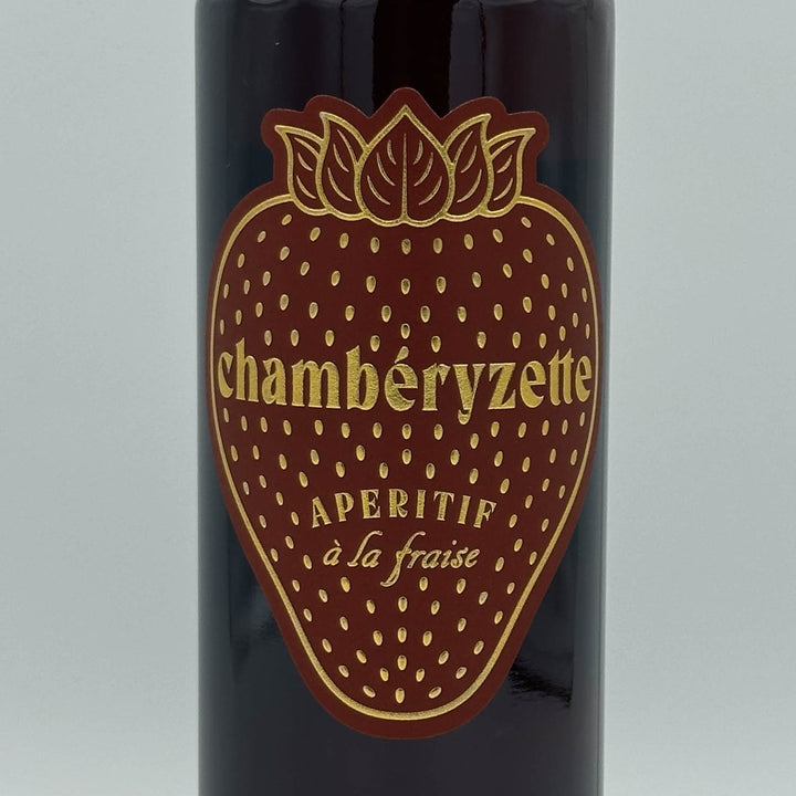 Bottle of Chambéryzette aperitif with strawberry design on label
