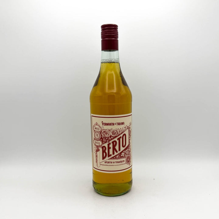 Bottle of Berto vermouth on a white background