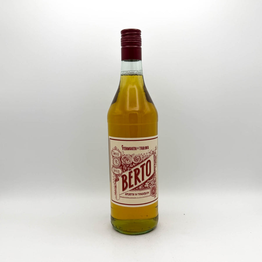 Bottle of Berto vermouth on a white background