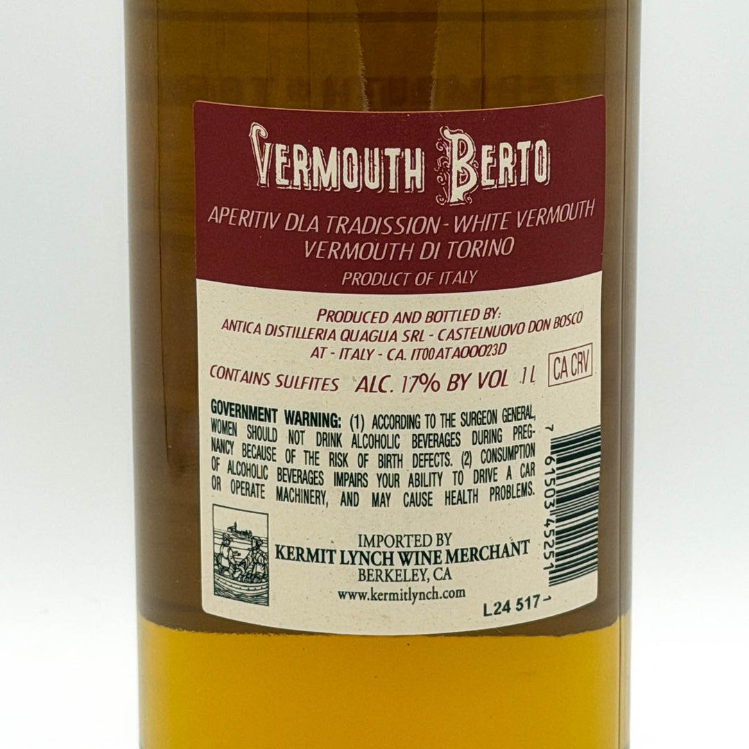 Bottle of Vermouth Berto with label on a white background