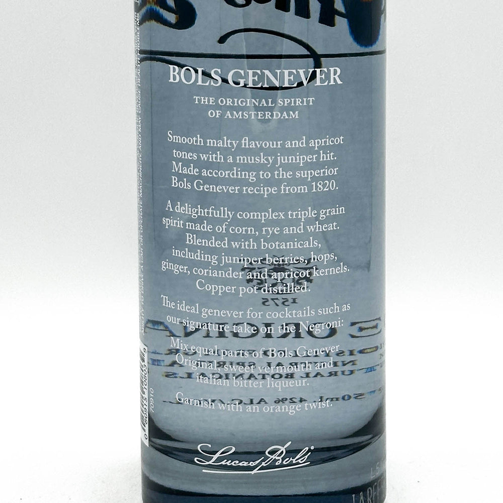 Bols Genever bottle with label on a white background
