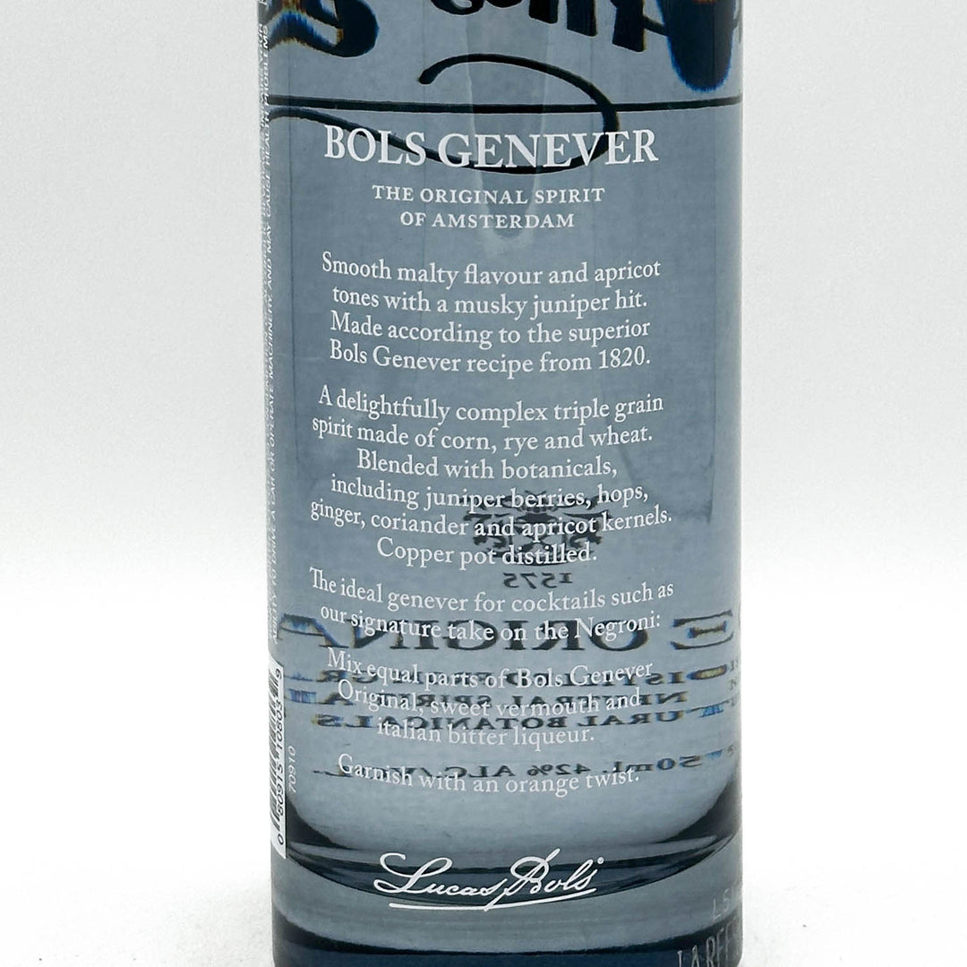Bols Genever bottle with label on a white background