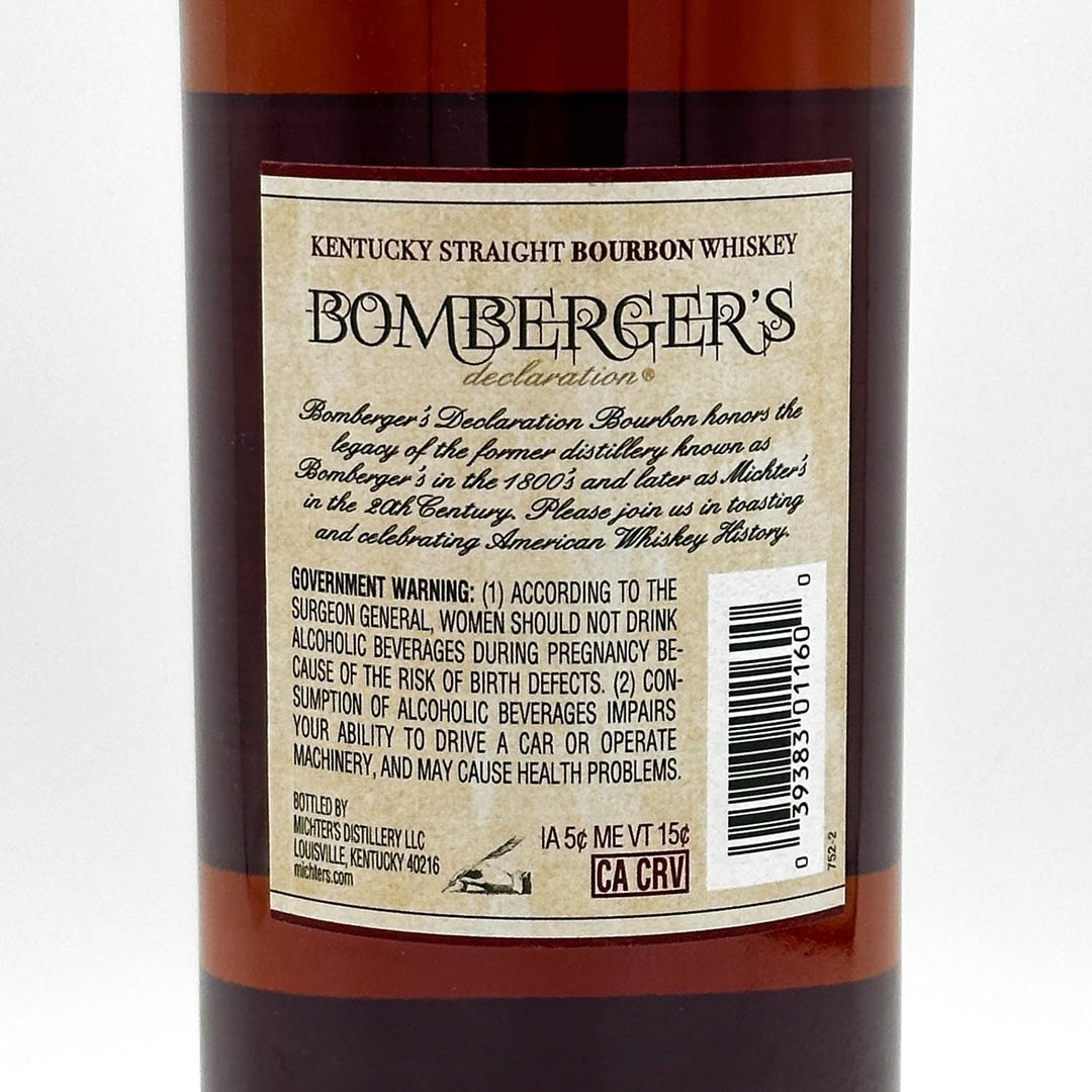 Bomberger's Kentucky Straight Bourbon Whiskey label on a white background