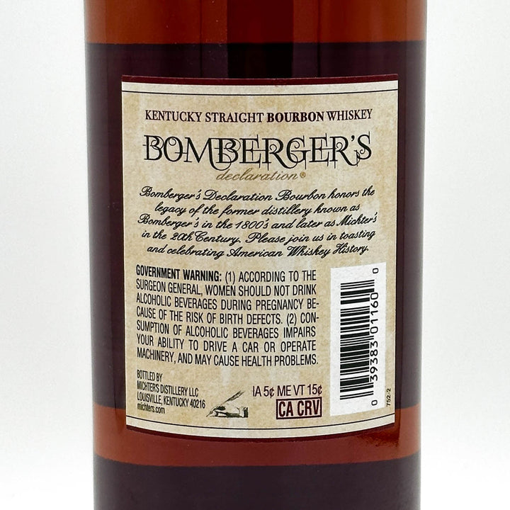Bomberger's Kentucky Straight Bourbon Whiskey label on a white background