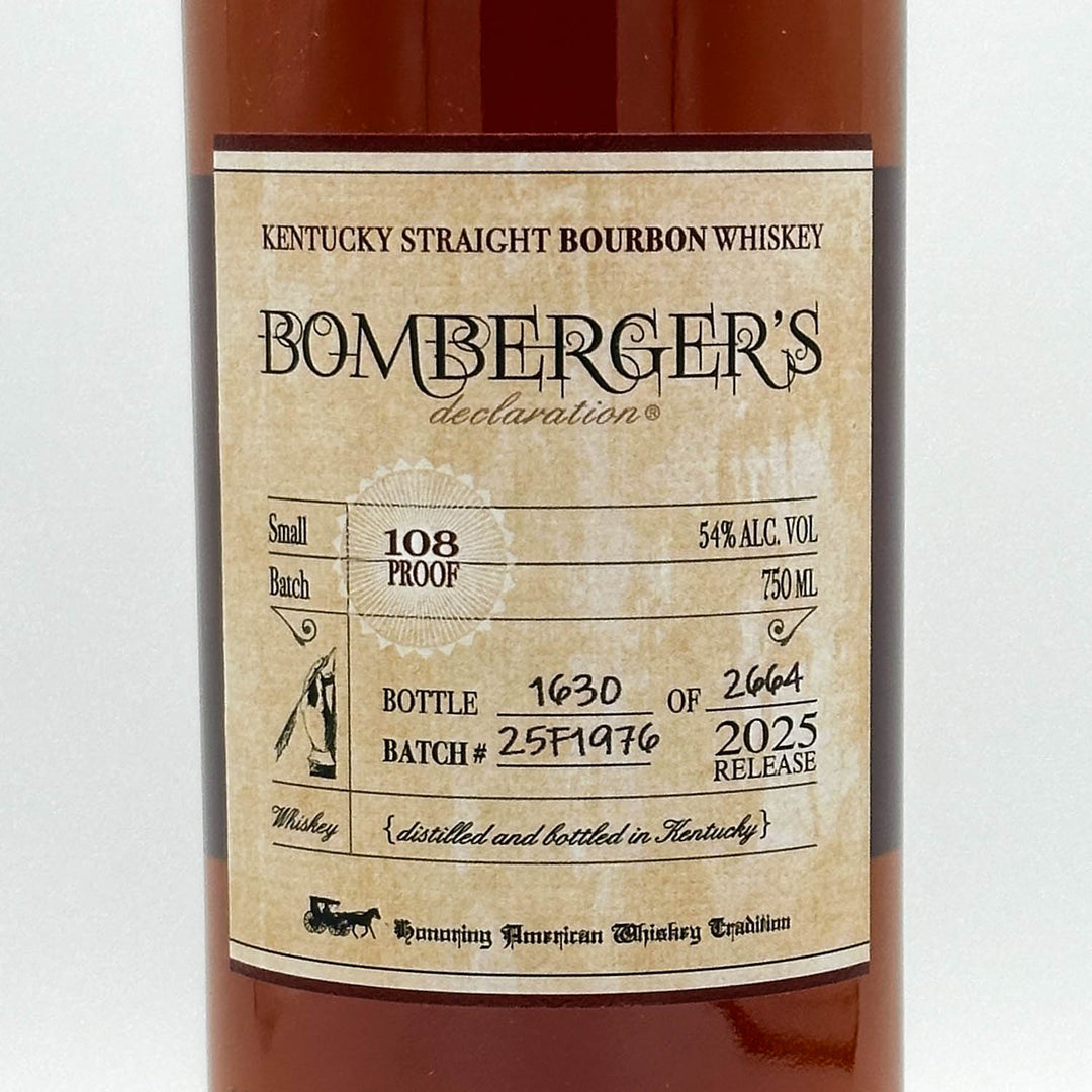 Bomberger's Kentucky Straight Bourbon Whiskey bottle label on a white background