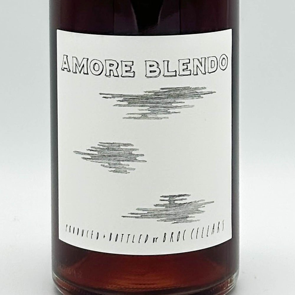 Bottle of Amore Blendo with a white label on a light gray background