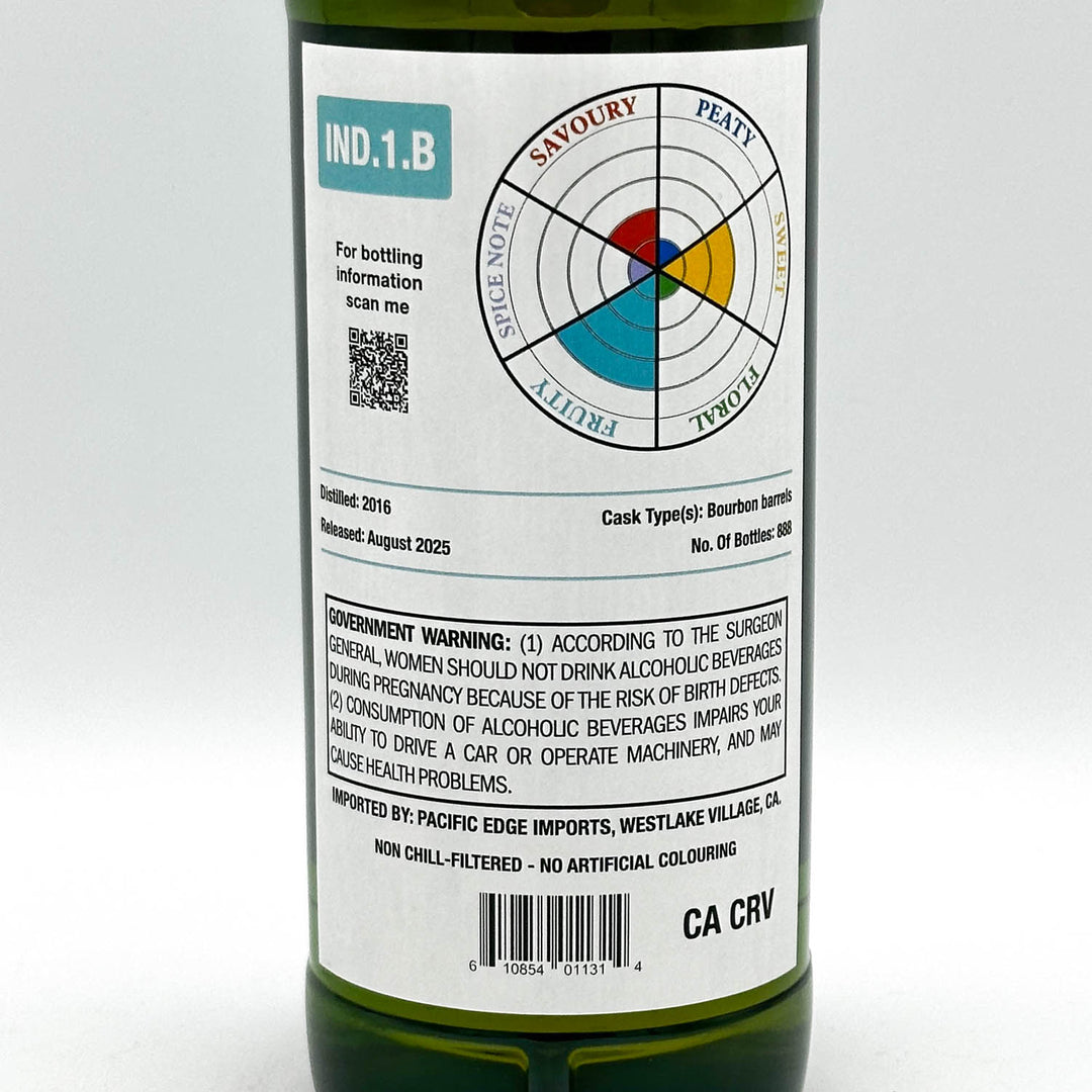 Bottle label with color wheel and text on a white background