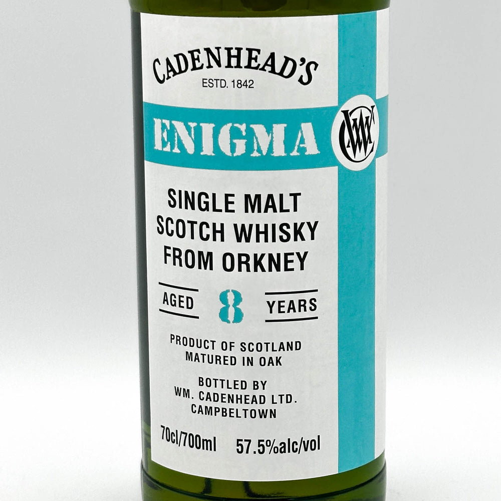 Cadenhead's Enigma Single Malt Scotch Whisky bottle on a white background