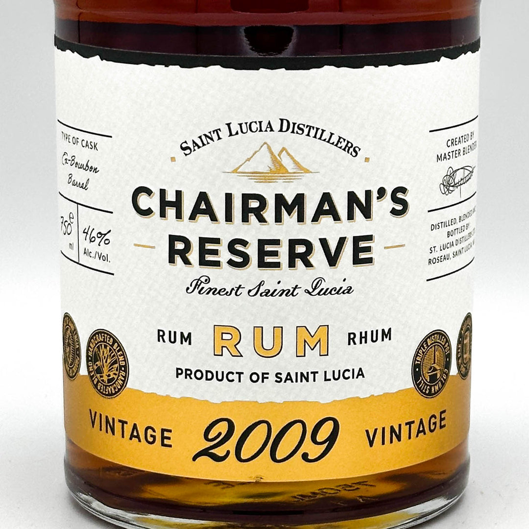 Chairman's Reserve Rum bottle with label on a white background