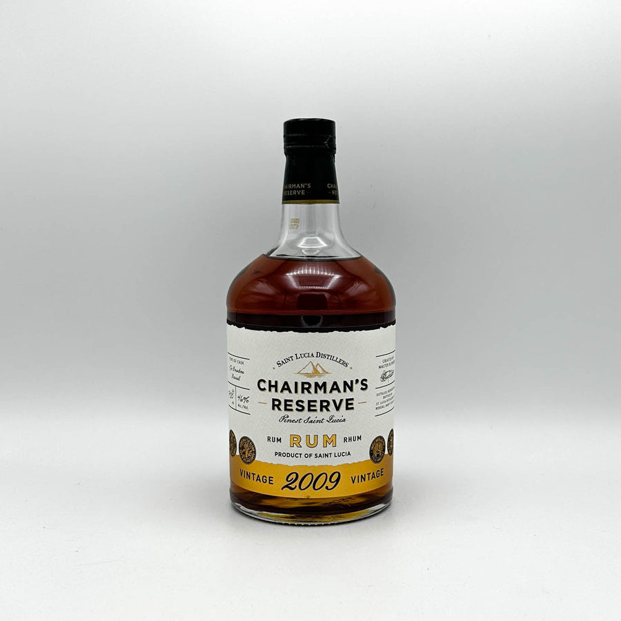 Bottle of Chairman's Reserve Rum on a white background