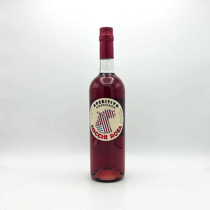 Bottle of Occhi Rosa aperitivo on a white background