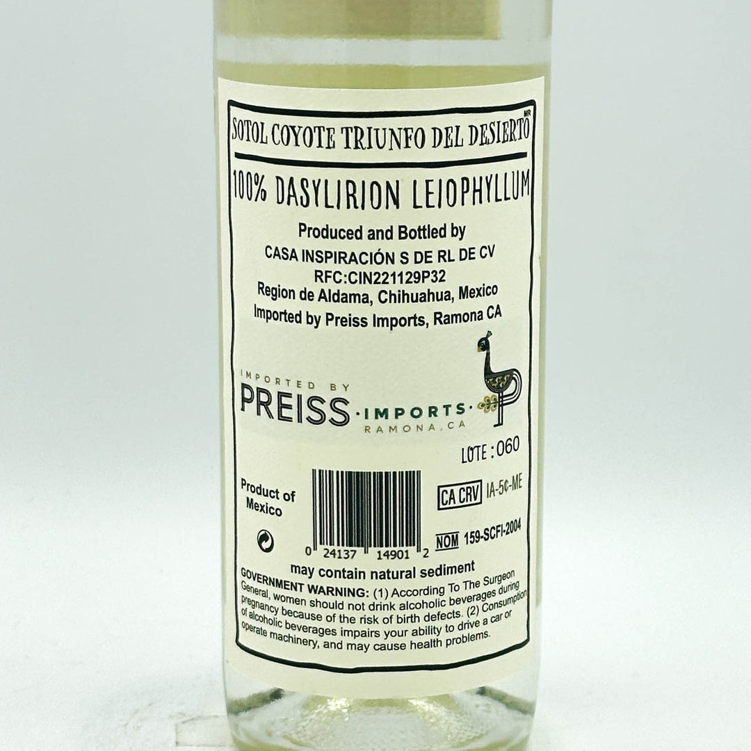 Bottle label with text and branding on a white background
