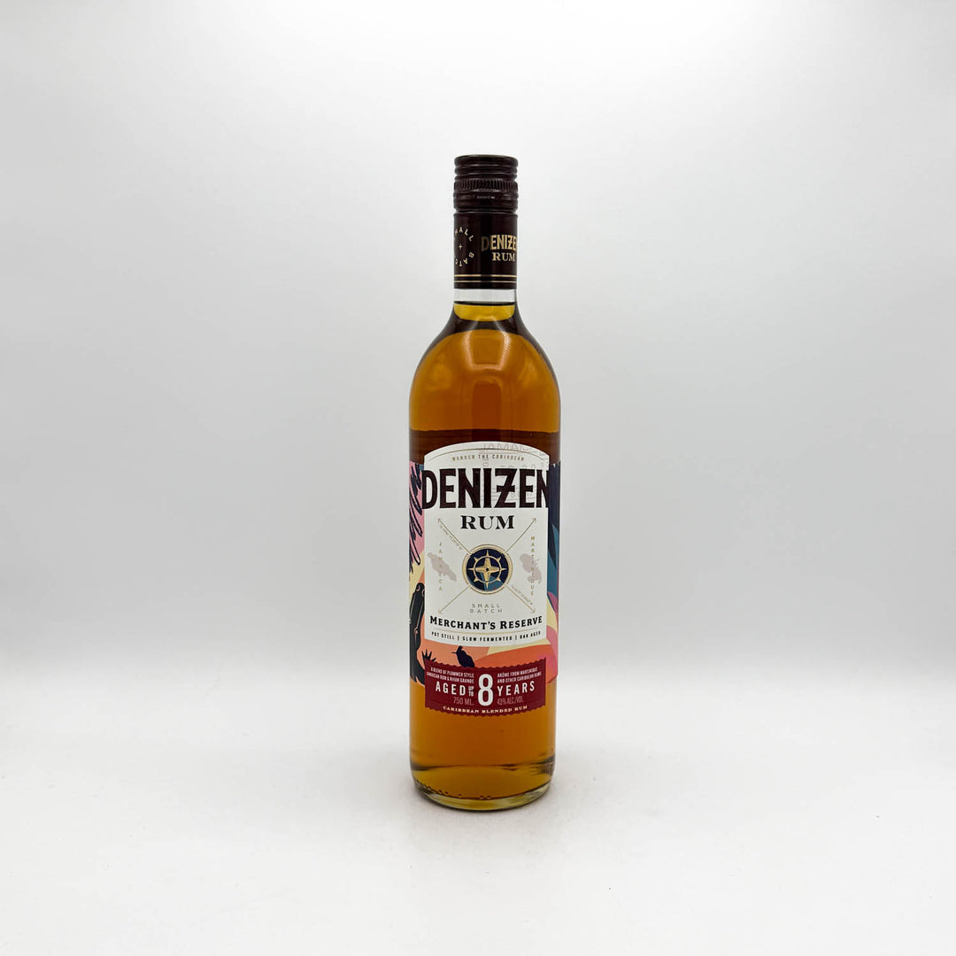 Denizen Rum bottle on a white background