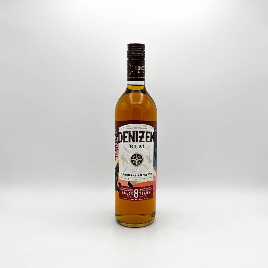 Denizen Rum bottle on a white background