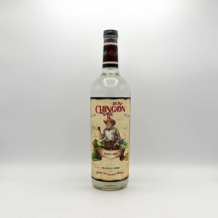 Bottle of Don Chingon Sabe White Rum on a white background
