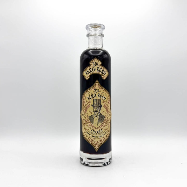 Bottle of Dr. Zero-Zero Amaro on a white background
