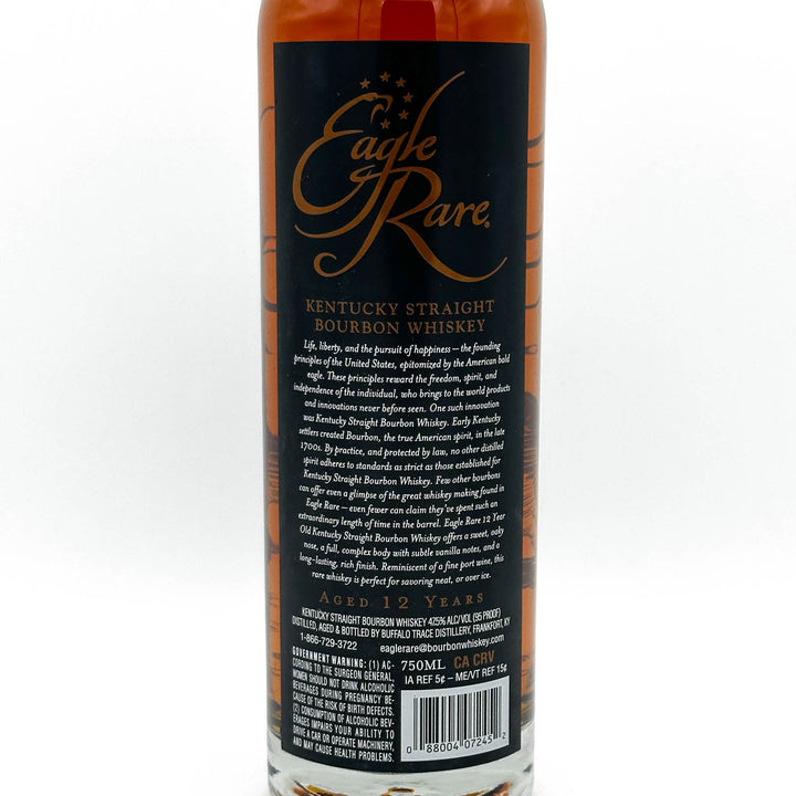 Eagle Rare Kentucky Straight Bourbon Whiskey bottle with label on a white background