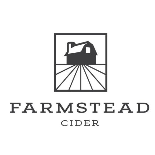 Black & White Farmstead Cider logo with a farmhouse