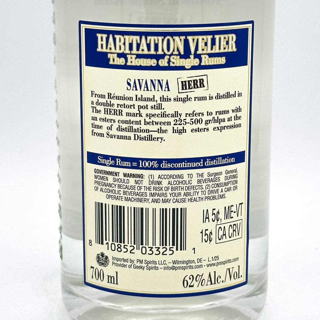 Habitation Velier rum bottle label on a white background