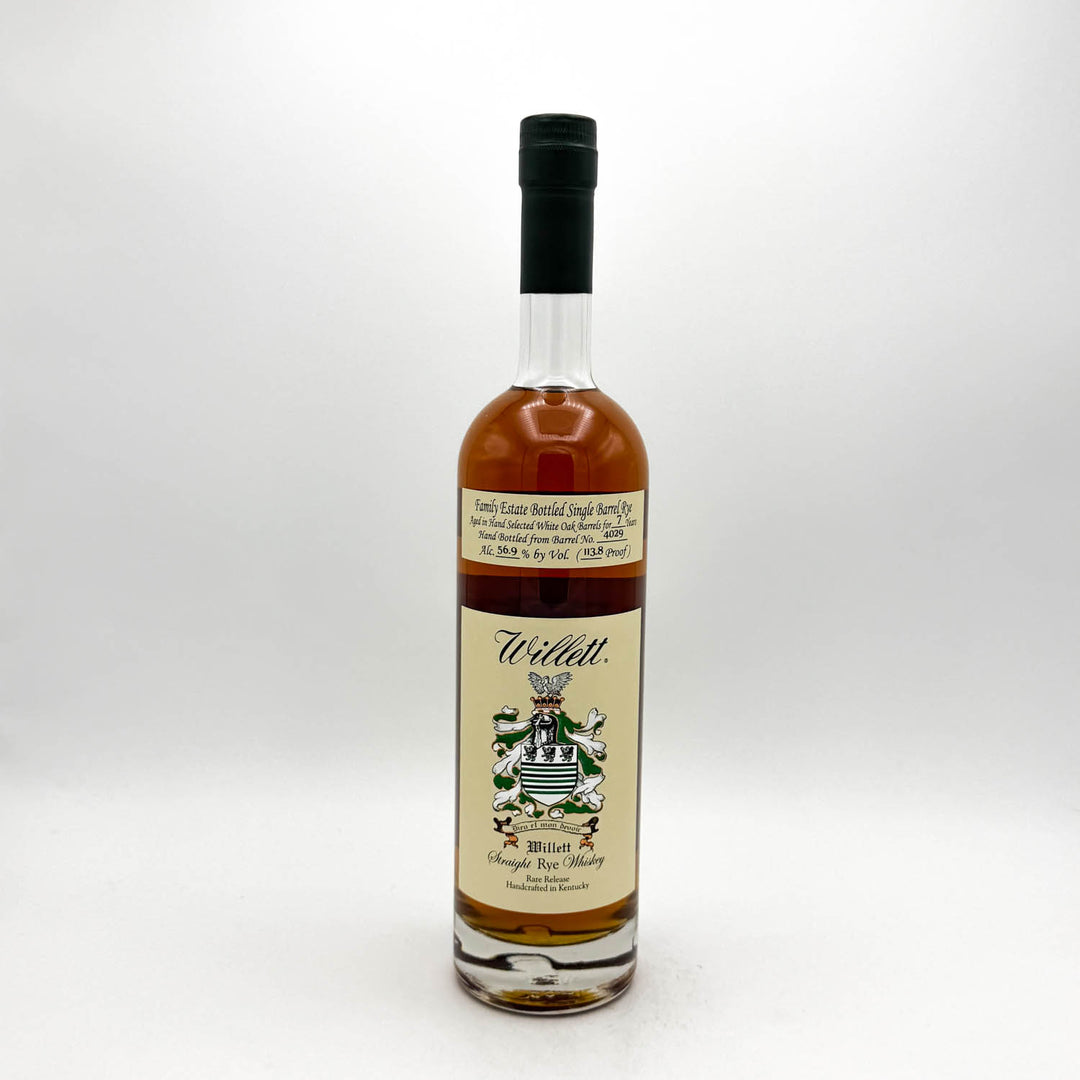 Bottle of Willett bourbon whiskey on a white background