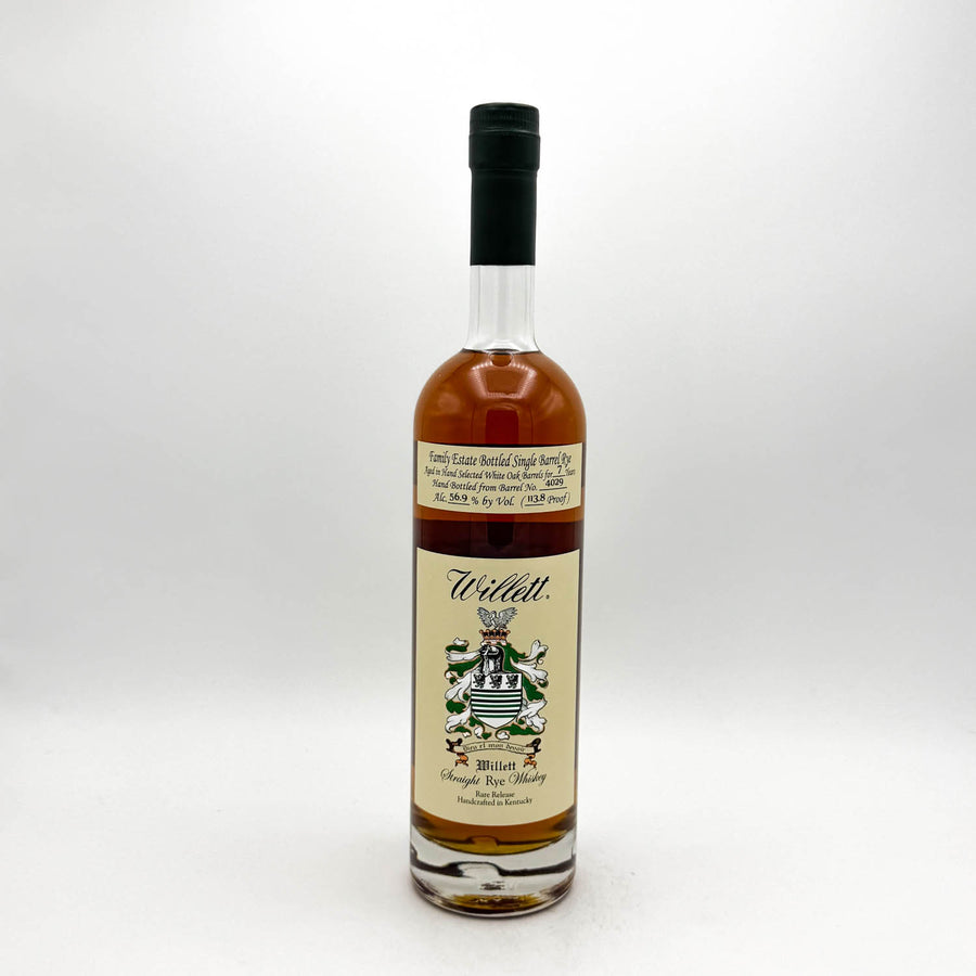Bottle of Willett bourbon whiskey on a white background