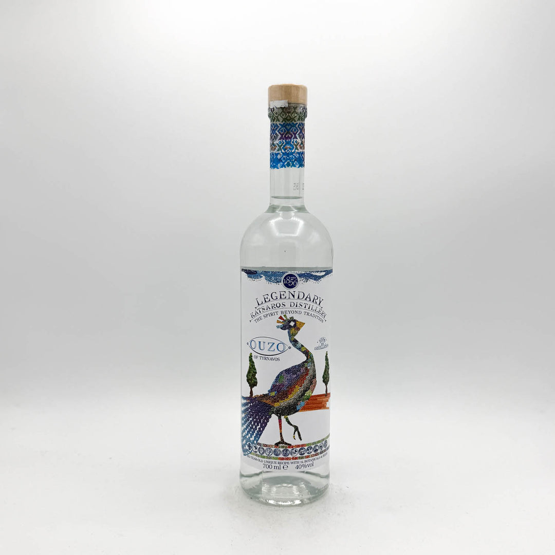 Bottle of Legendary Ouzo on a white background