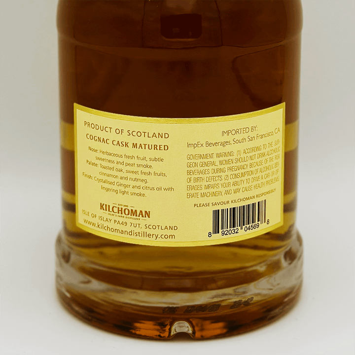 Kilchoman Cognac Cask Matured Back Label