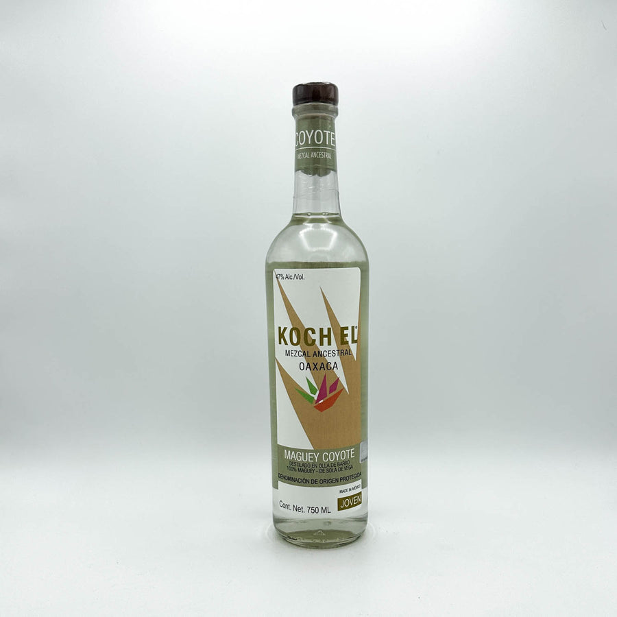 Bottle of Kochel Mezcal on a white background