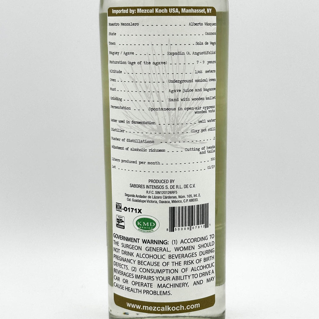 Bottle label with text and branding on a white background