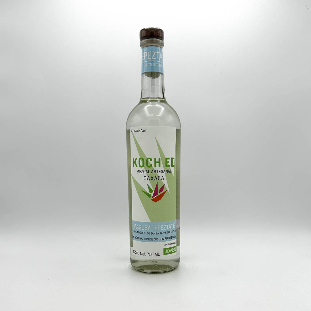Bottle of Kochel Mezcal on a white background