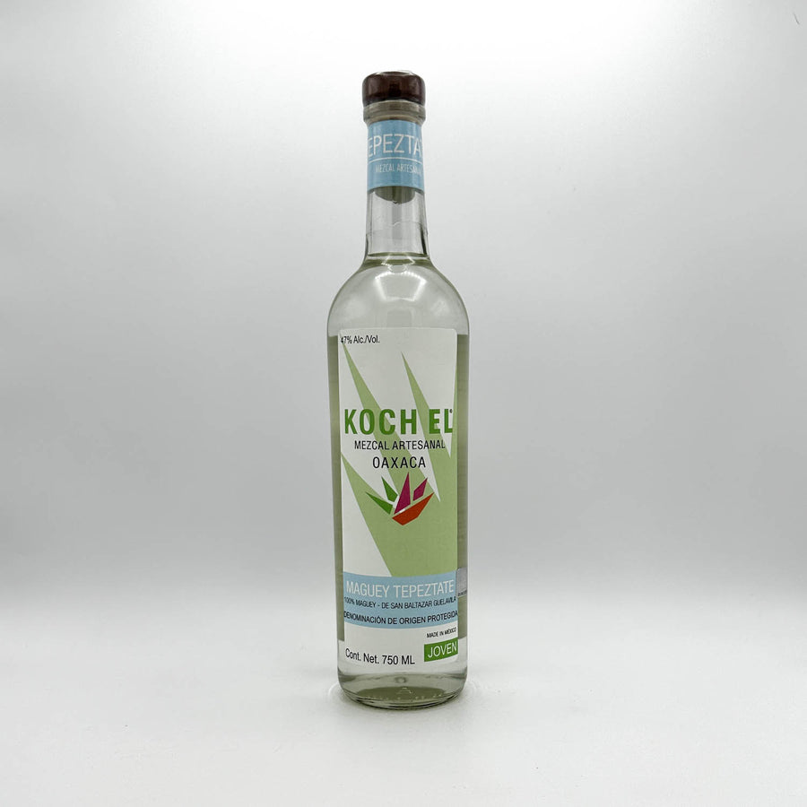 Bottle of Kochel Mezcal on a white background