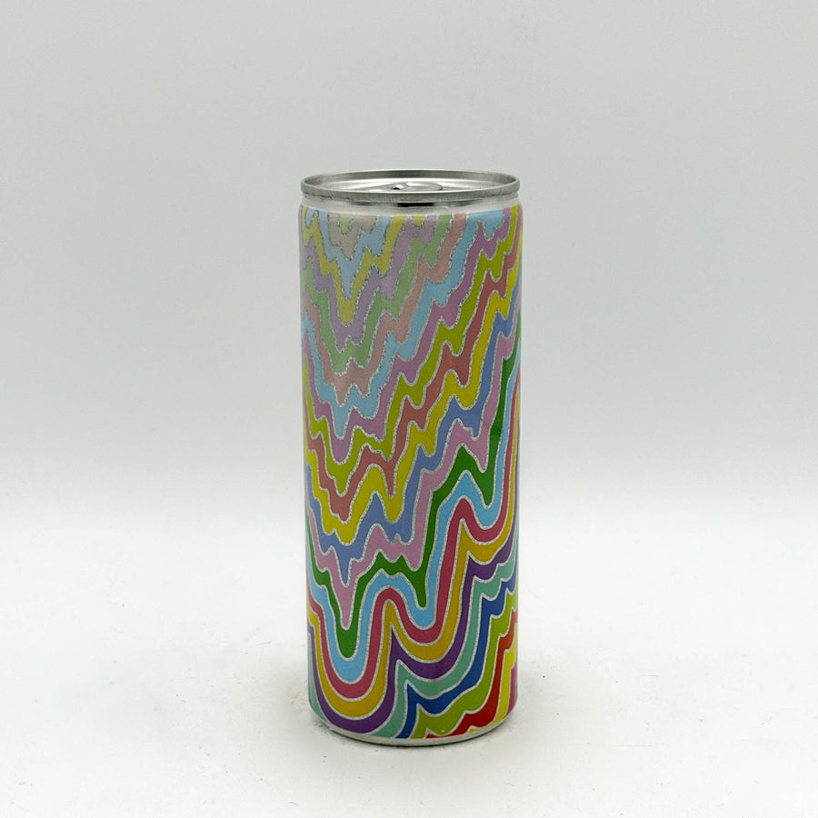 Tumbler with colorful wavy pattern on a white background
