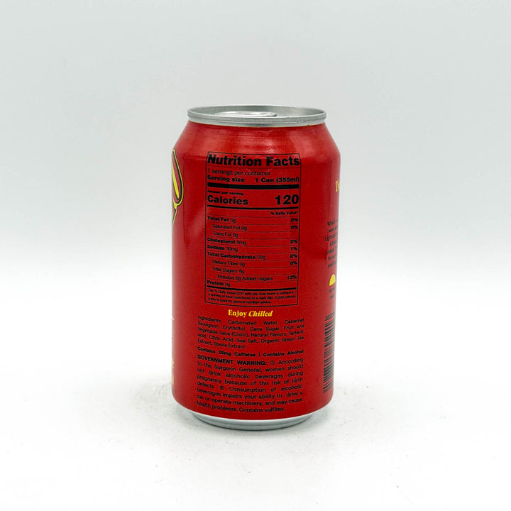 Red can with nutritional information on a white background