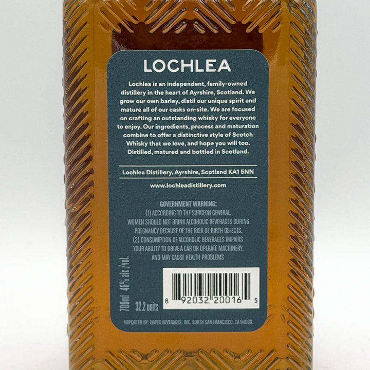 Lochlea whisky bottle label on a white background