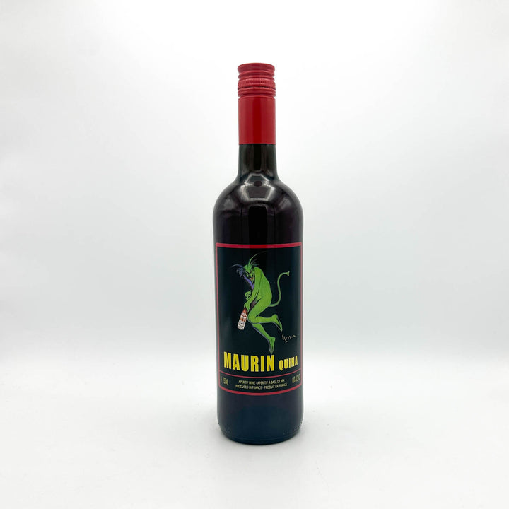 Wine bottle with green label and red cap on a white background
