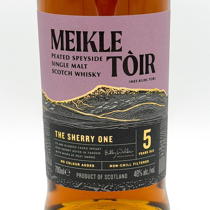 Meikle Tôir Scotch Whisky bottle with label on a white background