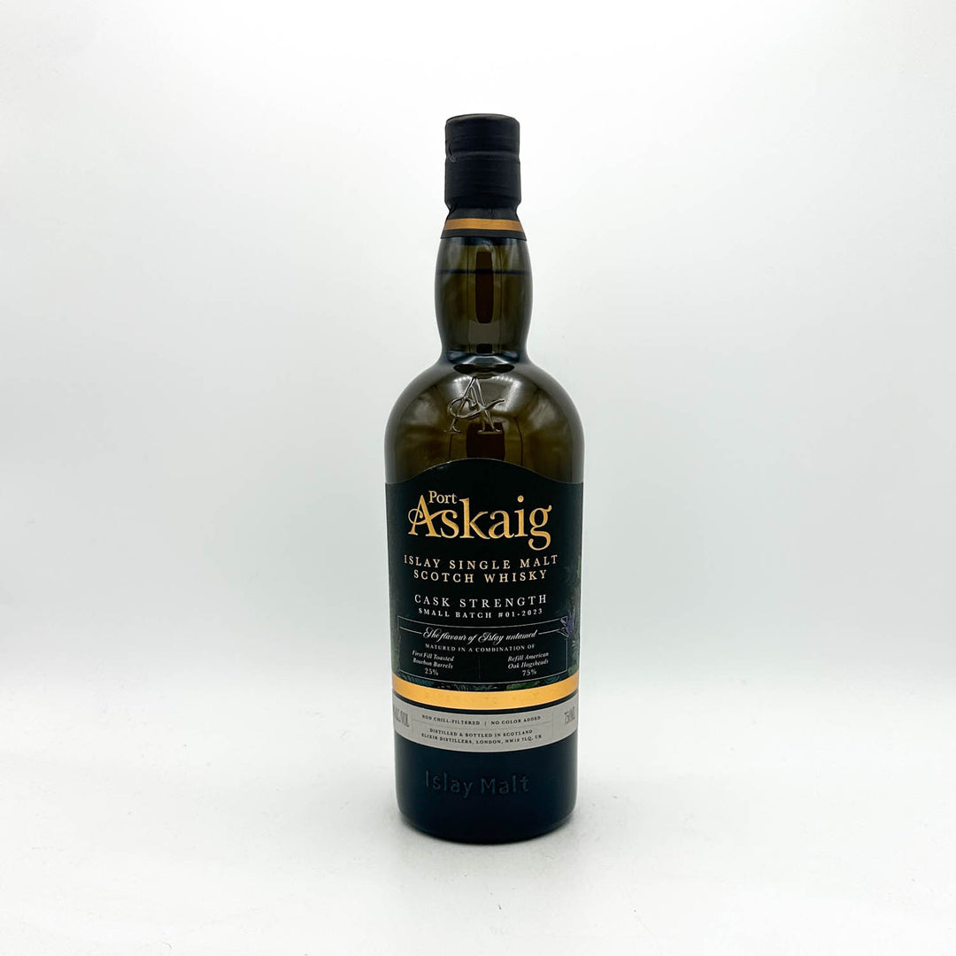 A bottle of Part Askaig 12 Year Malt Scotch Whisky on a clean white background.