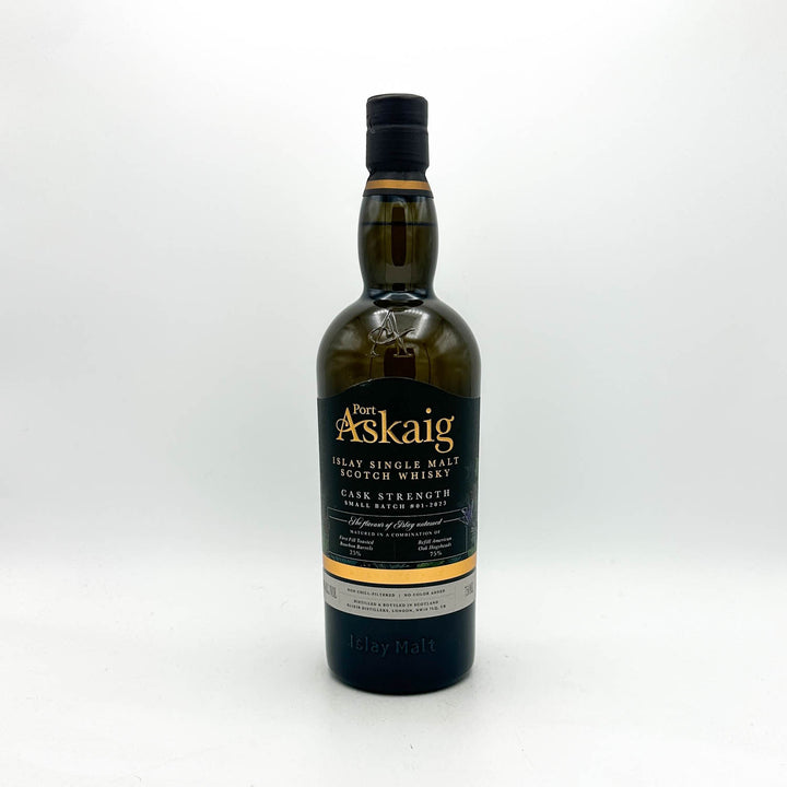 A bottle of Part Askaig 12 Year Malt Scotch Whisky on a clean white background.