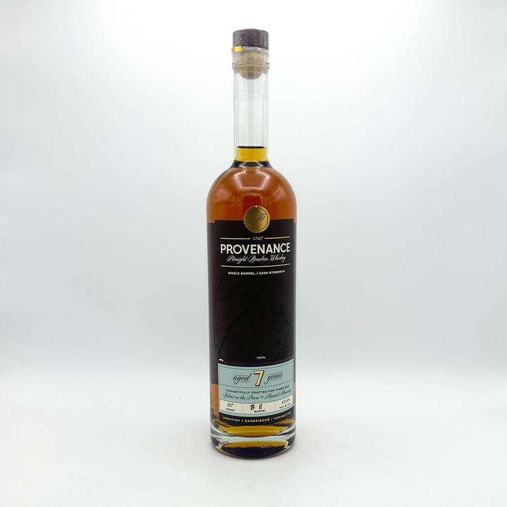 Bottle of Provenance Whiskey on a white background