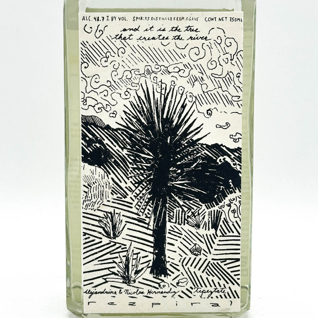 Bottle with black and white design on a white background