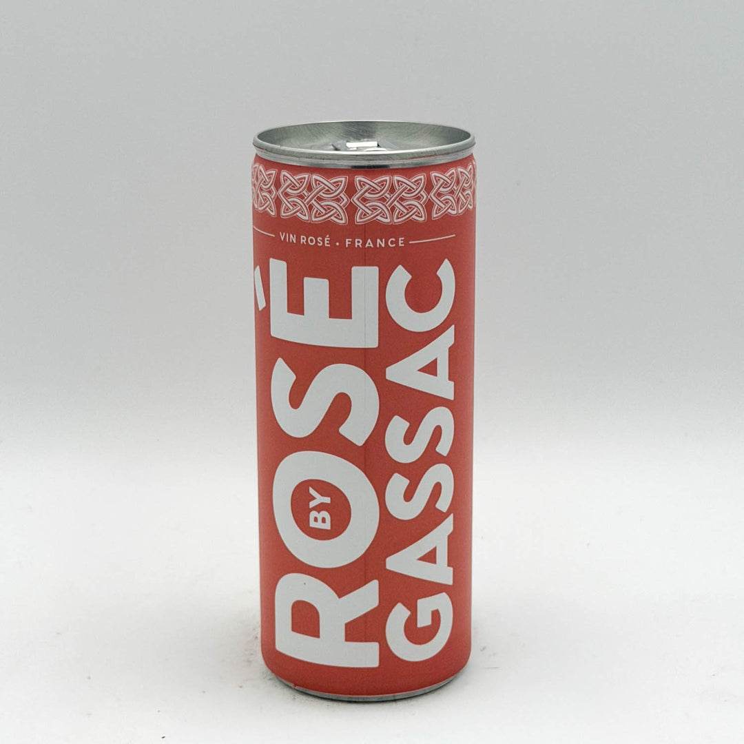 Red can with 'Rose by Gassac' branding on a white background