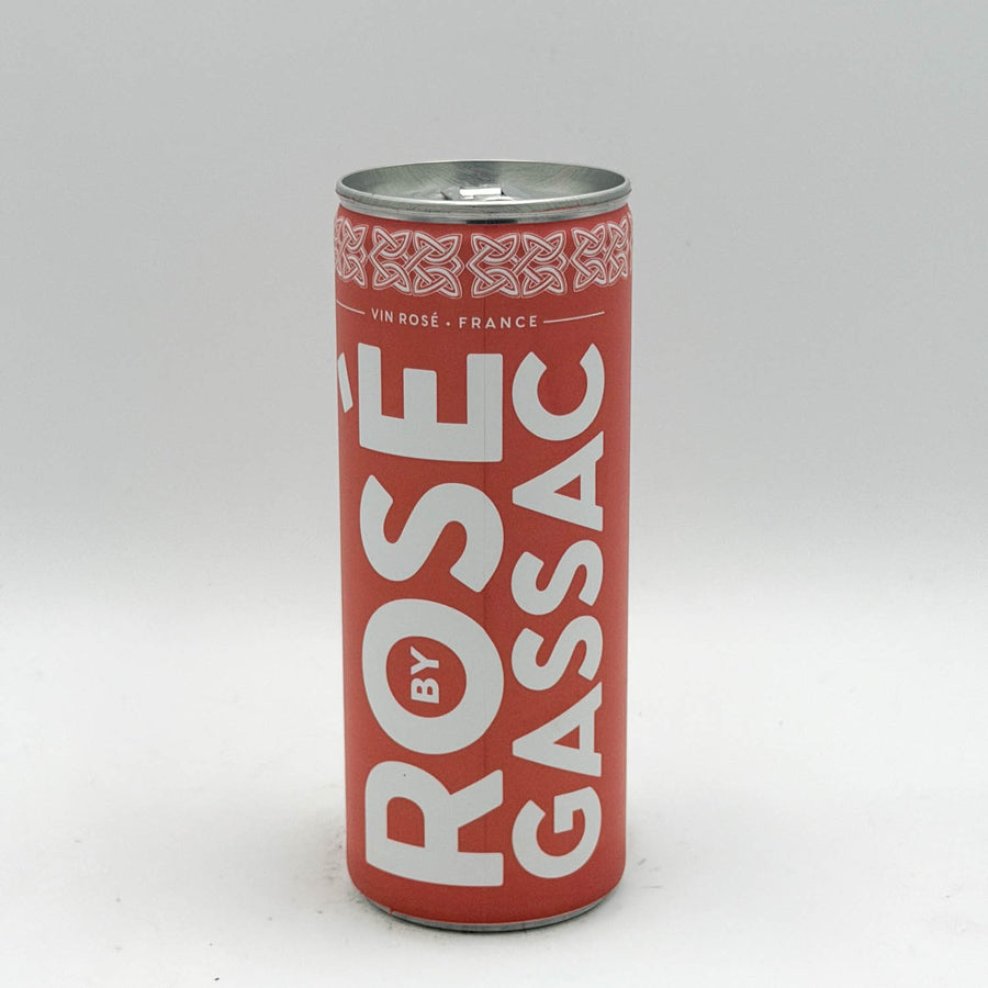 Red can with 'Rose by Gassac' branding on a white background