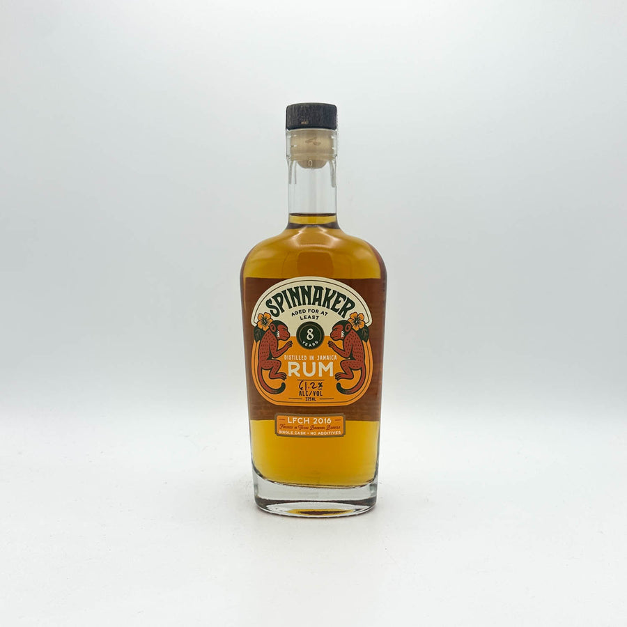 Bottle of Spynaker Rum on a white background