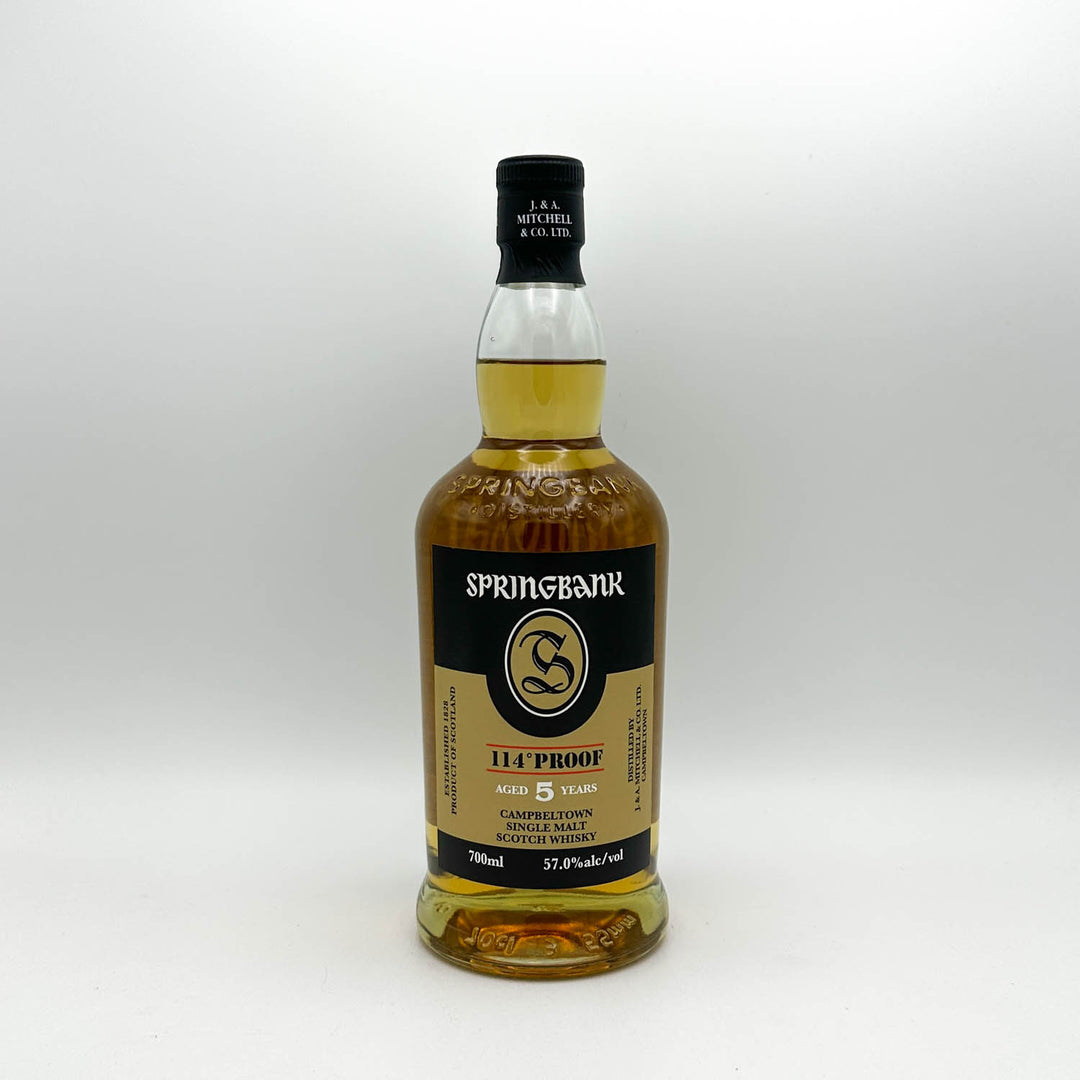 Springbank whisky bottle on a white background