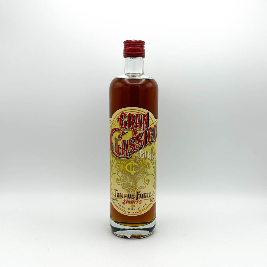 Bottle of Gran Classic Brandy on a white background